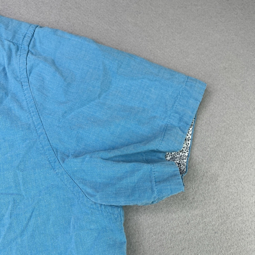 Denim & Flower Ricky Singh Blue Short Sleeve Button-Down Mens Medium Slim Fit - Picture 3 of 14